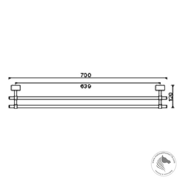 ABAGNO AR-2630D 700mm Double Towel Bar - Image 2