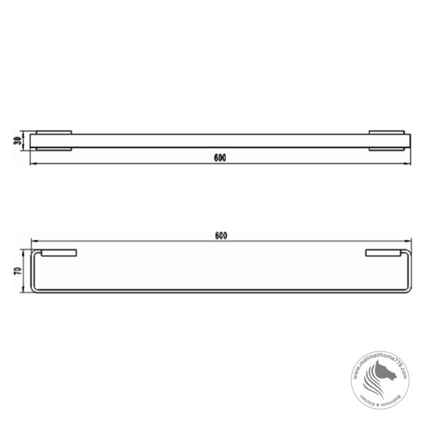 ABAGNO AR-8124-BN 600mm Single Towel Bar - Image 2