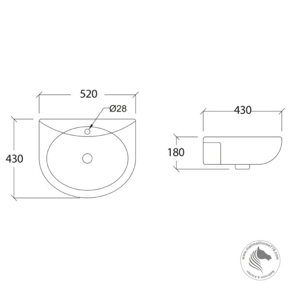 ABAGNO BOLZANO Wall Hung Wash Basin - Image 4