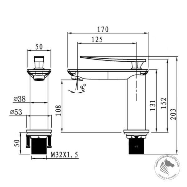 ABAGNO LBM-075-CR Single Lever Basin Mixer - Image 2