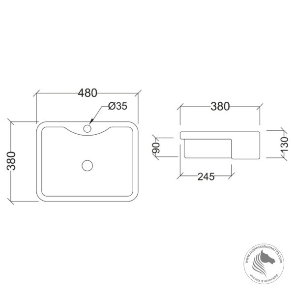 ABAGNO MELITO Semi Recessed Wash Basin - Image 4