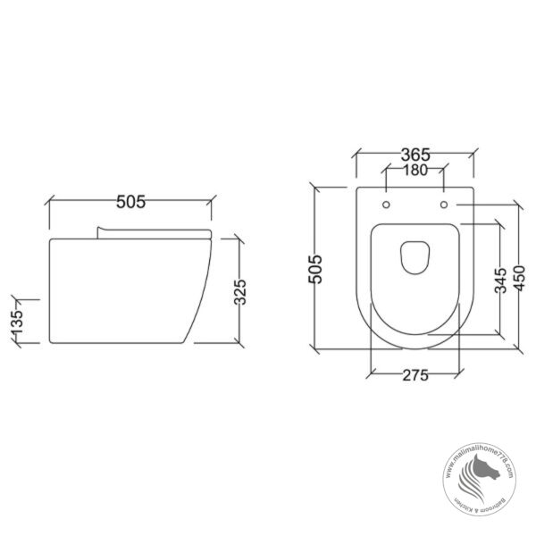 Abagno MOLISE WH Wall Hung Water Closet (Back Inlet) - Image 4