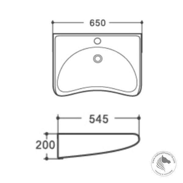 ABAGNO OKU Disable Friendly Wall Hung Wash Basin - Image 2