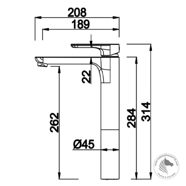 ABAGNO SJM-075L-CR Single Lever Tower Basin Mixer - Image 2