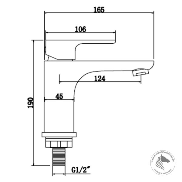 ABAGNO SSC-070-BN Single Lever Basin Cold Tap - Image 2