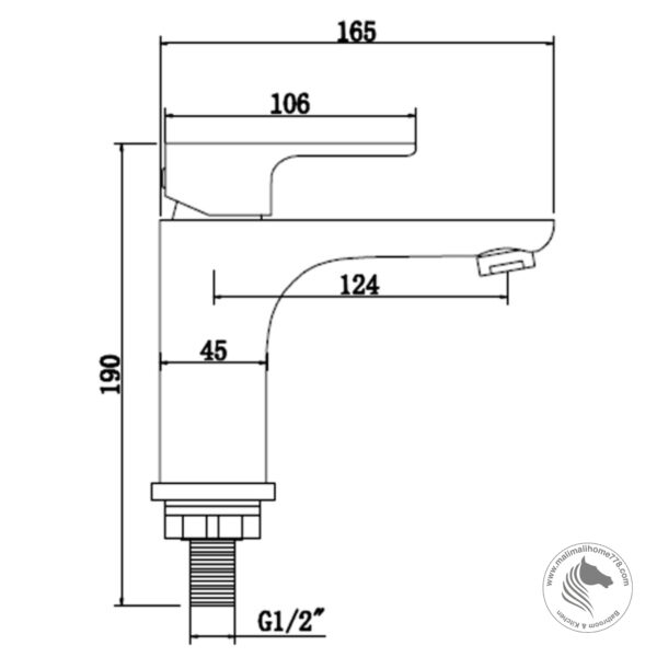 ABAGNO SSC-075-CR Single Lever Basin Cold Tap - Image 2