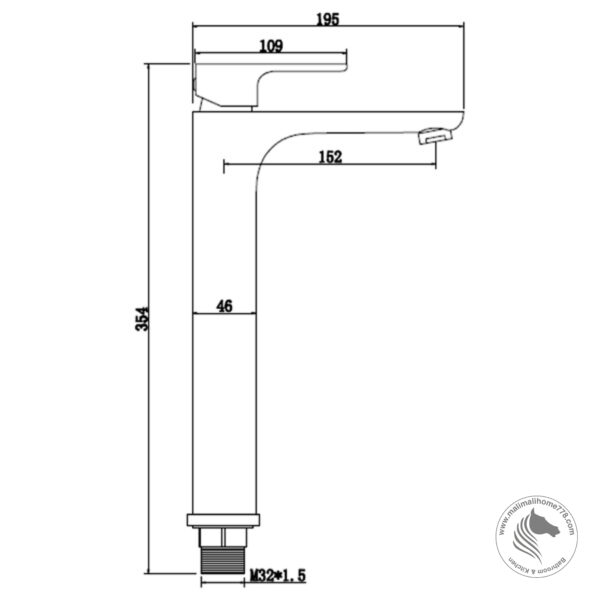 ABAGNO SSM-076L-CR Single Lever Tower Basin Mixer - Image 2