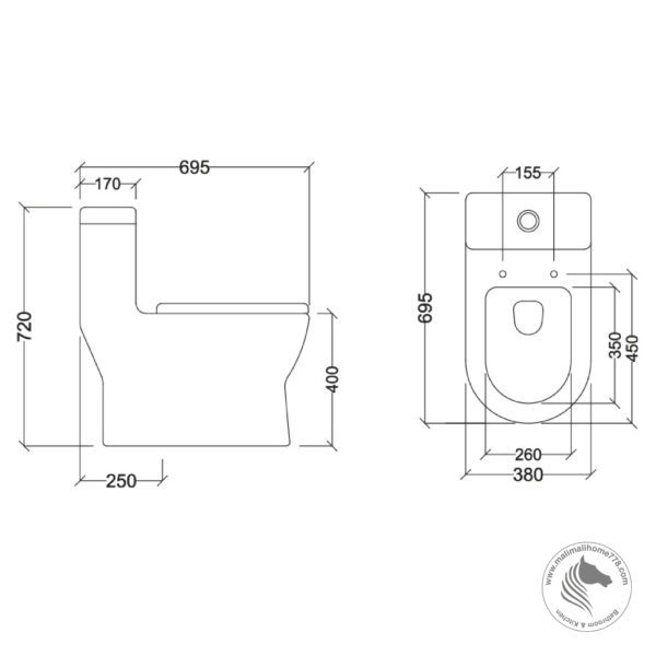 ABAGNO SICILIA One Piece Washdown Water Closet - Image 4