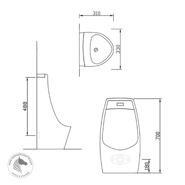 ABAGNO TORRE Wall Hung Urinal With Flushing Sensor - Image 2