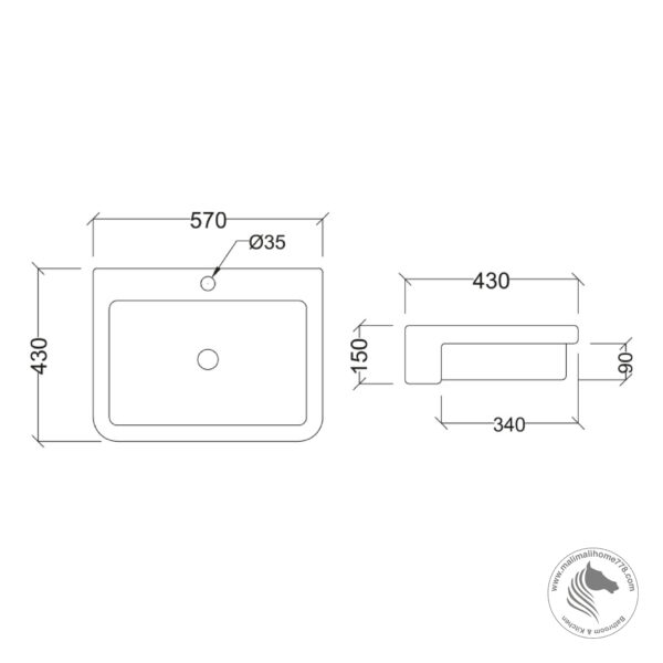 ABAGNO VARESE Semi Recessed Wash Basin - Image 4