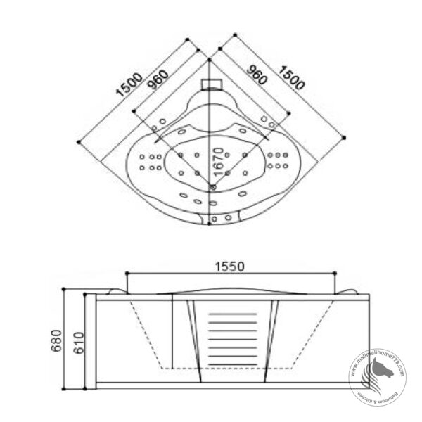 SSWW A111B-W Hydro Massage Bathtub (White) - Image 3