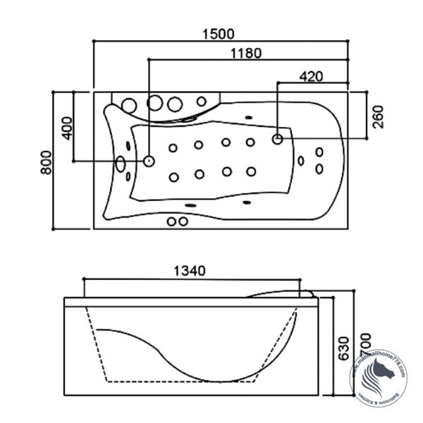 SSWW A202B-W Hydro Massage Bathtub (White) - Image 5