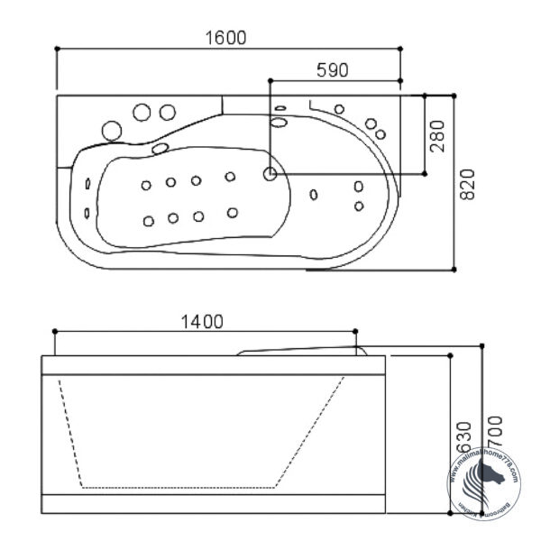 SSWW A203-W Hydro Massage Bathtub (White) - Image 5