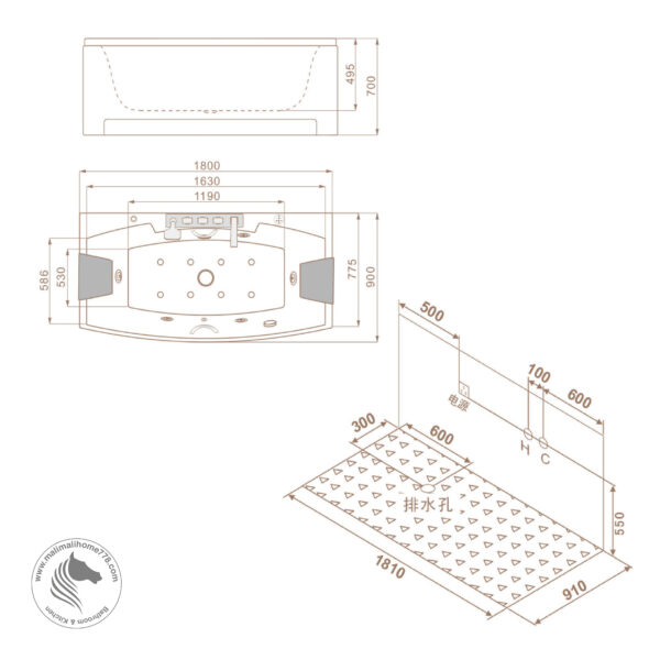 SSWW AU1006 Hydro Massage Bathtub (White) - Image 5