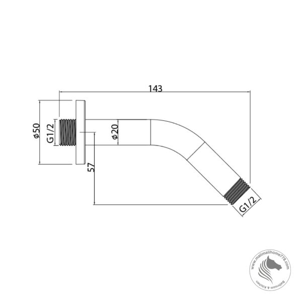 ABAGNO LS-20-160 Shower Arm (135mm) - Image 2