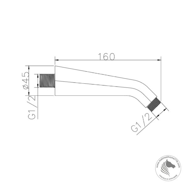 ABGANO LS-20-160E Shower Arm (185mm) - Image 2