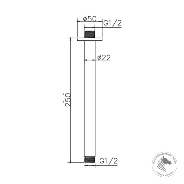 ABAGNO LS-22-250C Ceiling Shower arm (250mm) - Image 2