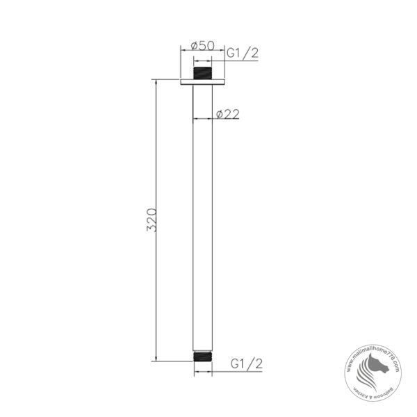 ABAGNO LS-22-330C Ceiling Shower Arm (330mm) - Image 2