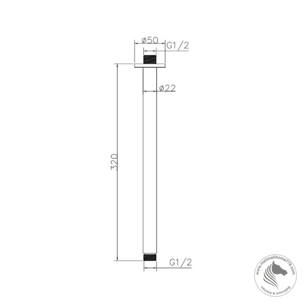 ABAGNO LS-22-330C-BN Ceiling Shower Arm (330mm) - Image 2