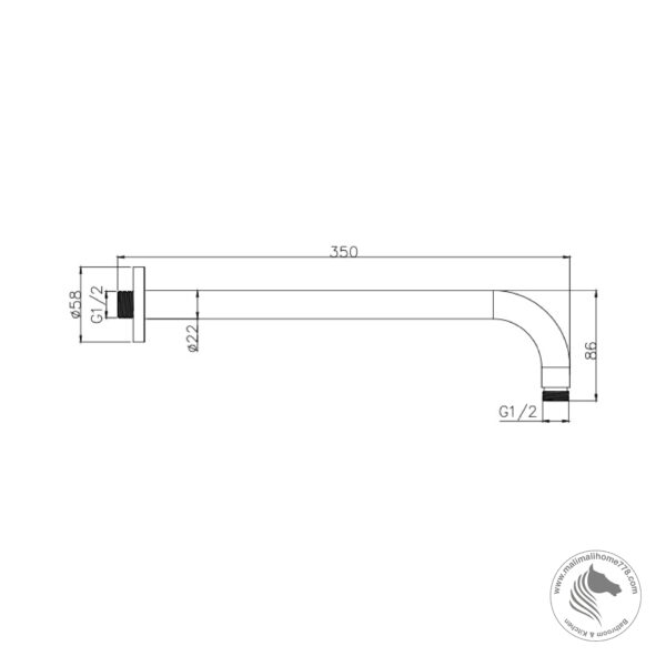 ABAGNO LS-22-350 Shower Arm (350mm) - Image 2