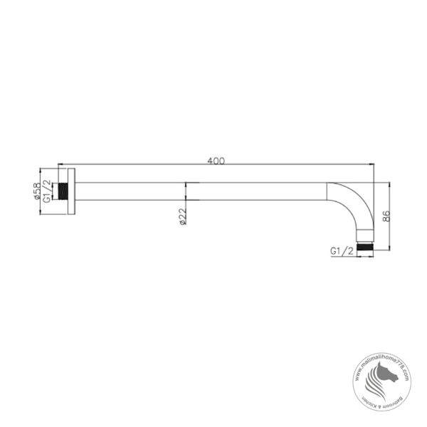 ABAGNO LS-22-400 Shower Arm (400mm) - Image 2