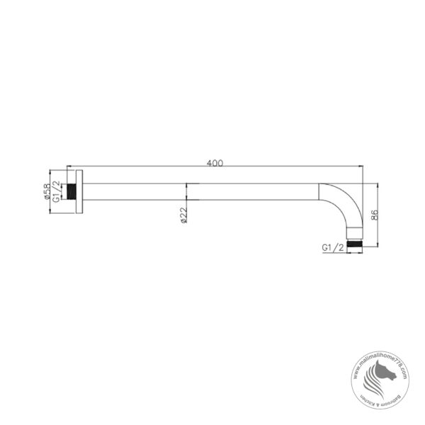 ABAGNO LS-22-400-BN Shower Arm (400mm) - Image 2