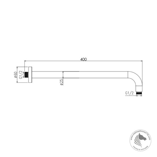 ABAGNO LS-25-400 Shower Arm (400mm) - Image 2