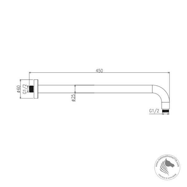 ABAGNO LS-25-450 Shower Arm (400mm) - Image 2