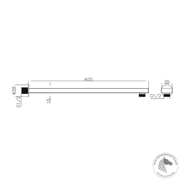 ABAGNO LS-40-400 Shower Arm (400mm) - Image 2