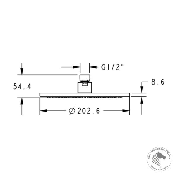 ABAGNO RO-0808-BC 200mm Round Rain Shower Head - Image 2