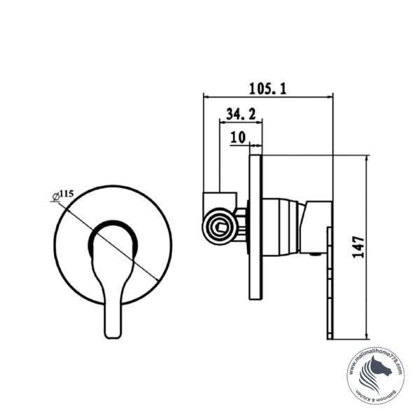 ABAGNO SGM-010-CR Single Lever Concealed Shower Mixer - Image 2