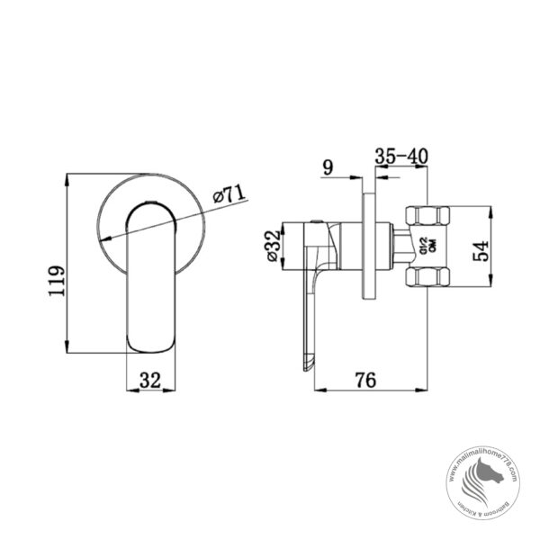 ABAGNO SJC-002-BN Single Lever Concealed Stop Valve [1/2"] - Image 2