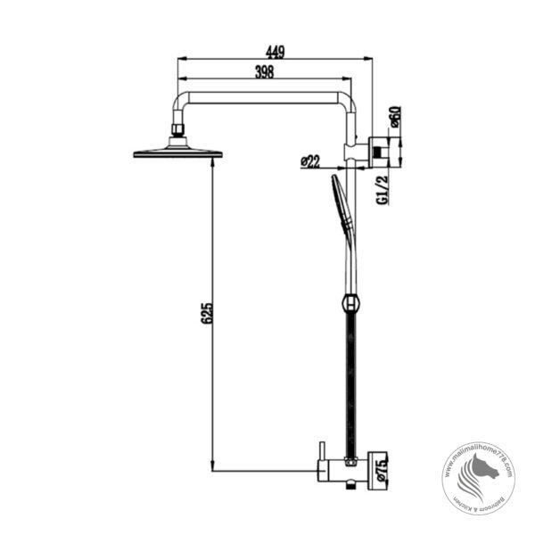 ABAGNO SPW-969-668 Top-Inlet Exposed Shower Column - Image 2