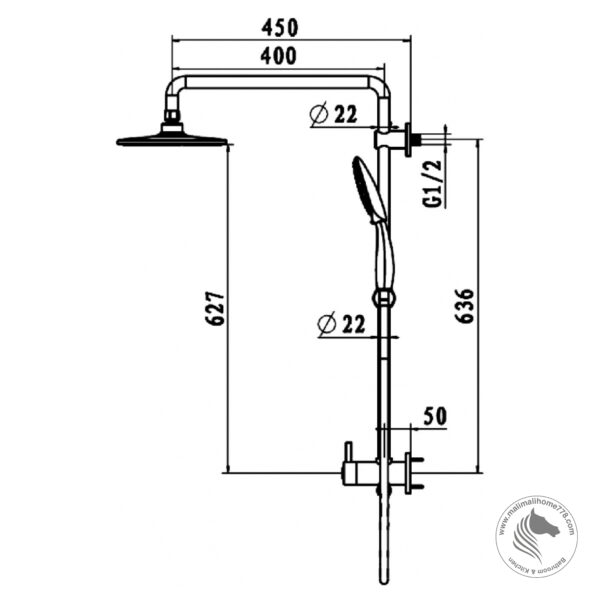 ABAGNO SPW-969-683 Top-Inlet Exposed Shower Column - Image 2