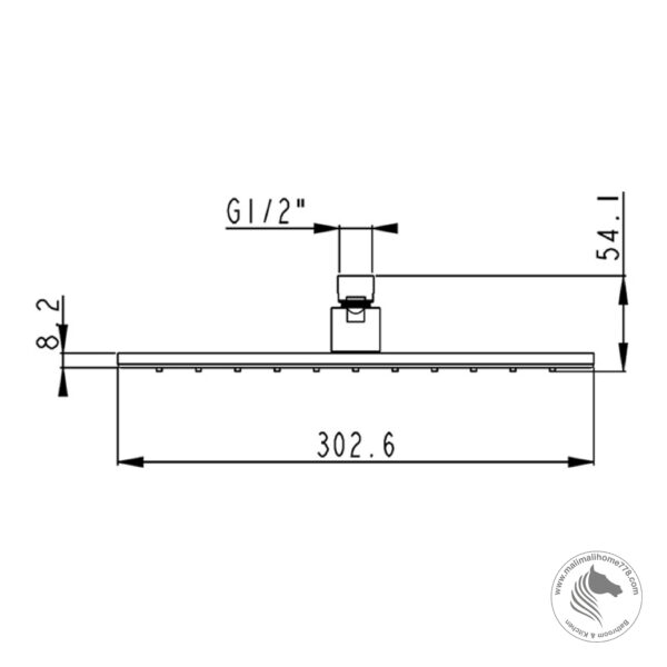 ABGANO SQ-0812-BC 300mm Square Rain Shower Head - Image 2