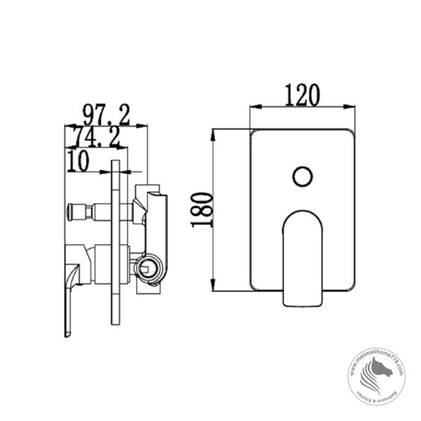 ABAGNO SSM-014-CR Single Lever Concealed Shower Mixer With Diverter - Image 2