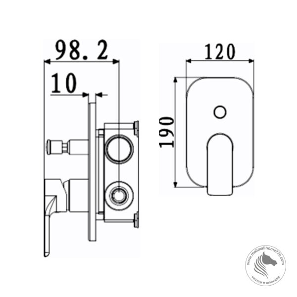 ABAGNO SSM-015-BN Single Lever Concealed Shower Mixer With Diverter [Black Nickel] - Image 2