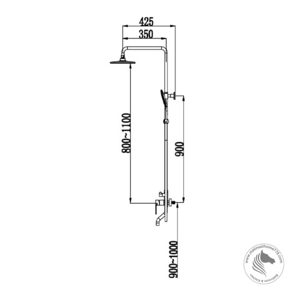 ABAGNO SV-BM-969-682-BN Exposed Shower Column With Bath Mixer [Black Nickel] - Image 2