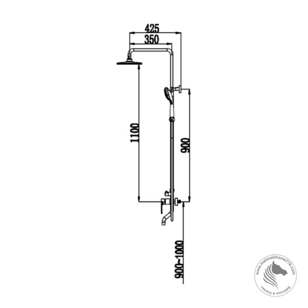 ABAGNO SV-BM-987-682G Exposed Shower Column With Bath Mixer - Image 2