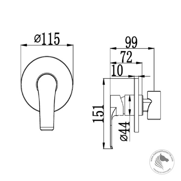 ABAGNO SVC-010-BN Single Lever Concealed Stop Valve [1/2"] - Image 2