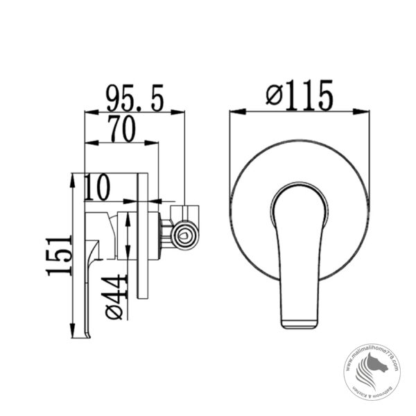 ABAGNO SVM-010-CR Single Lever Concealed Shower Mixer - Image 2