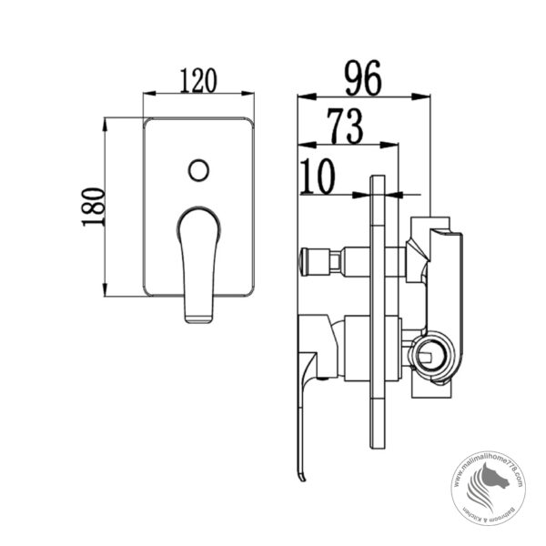 ABGANO SVM-014-BN Single Lever Concealed Shower Mixer With Diverter [Black Nickel] - Image 2