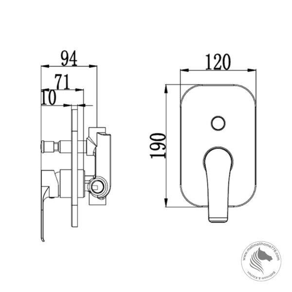 ABAGNO SVM-015-CR Single Lever Concealed Shower Mixer With Diverter - Image 2