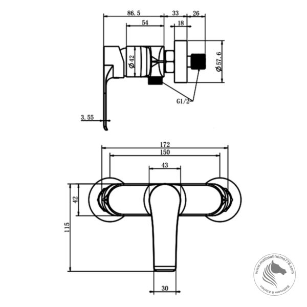 ABAGNO SVM-168-CR Exposed Shower Mixer - Image 2