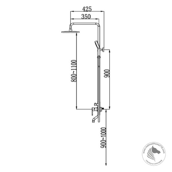 ABAGNO TA-BM-987-852-ZG Exposed Shower Column With Bath Mixer [Zirconium Gold] - Image 2