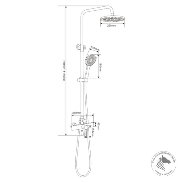 ABAGNO TB-BM-819-563-MB Exposed Shower Column With Bath Mixer [Matte Black] - Image 2