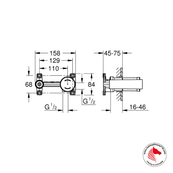 GROHE G-23571000 Universal Concealed Body 1/2" For Single Lever Basin Mixer - Image 4