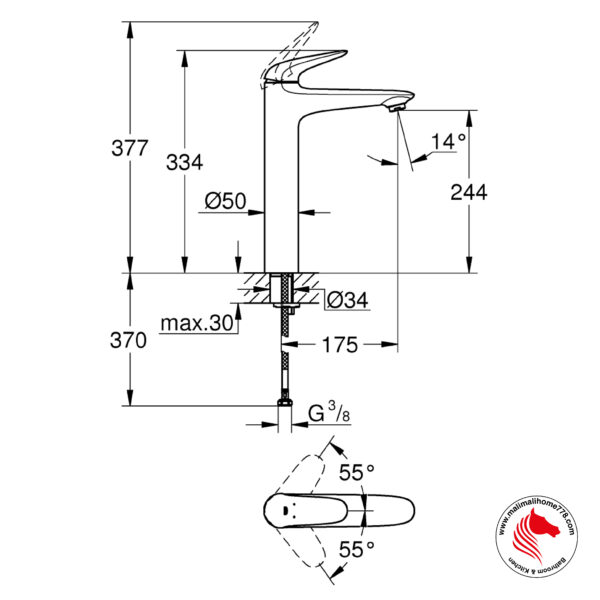 GROHE G-23719003 EUROSTYLE Single-Lever Basin Mixer 1/2″ XL-Size - Image 2