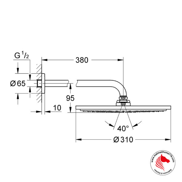 GROHE G-26066DA0 RAINSHOWER COSMOPOLITAN 310 Head Shower Set 380mm [Warm Sunset] - Image 2