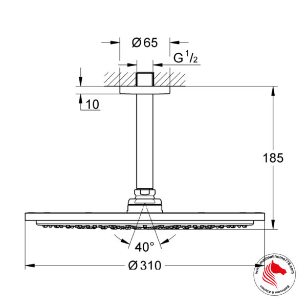 GROHE G-26067AL0 RAINSHOWER COSMOPOLITAN 310 Head Shower Set Ceiling 142mm [Brushed Hard Graphite] - Image 2